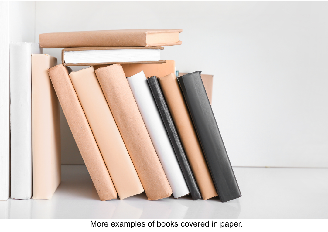 bookcase decor paper covered books