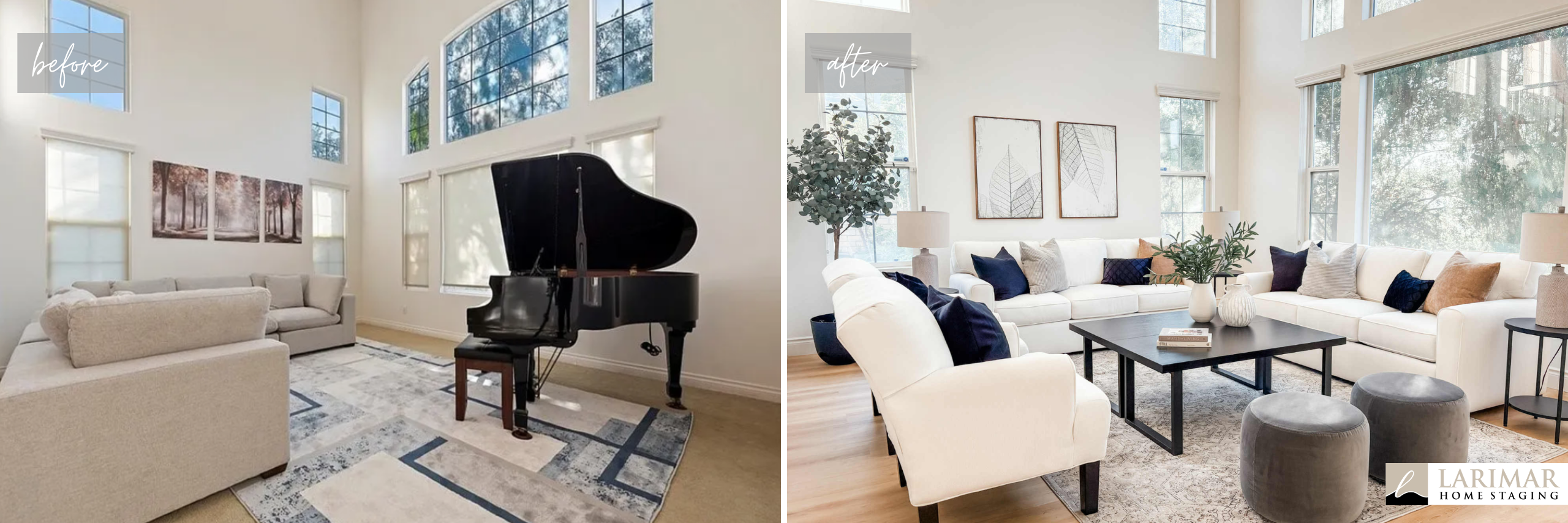 Home Staging Corona Living Room - Before & After